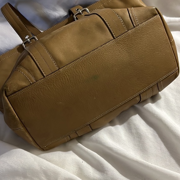 COACH HAMPTON SHOPPER Camel Taupe Tan LEATHER SATCHEL TOTE BAG - Picture 4 of 6